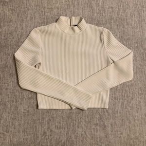 White Forever 21 Turtleneck Crop Sweater w/Zipper